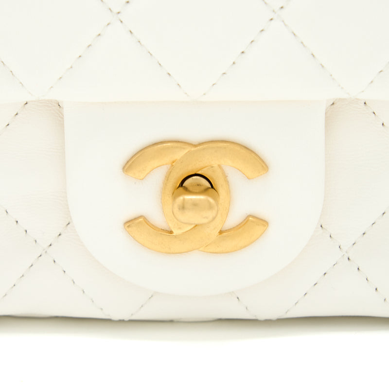 Chanel Pearl Crush Mini Rectangular Lambskin White GHW (Microchip)