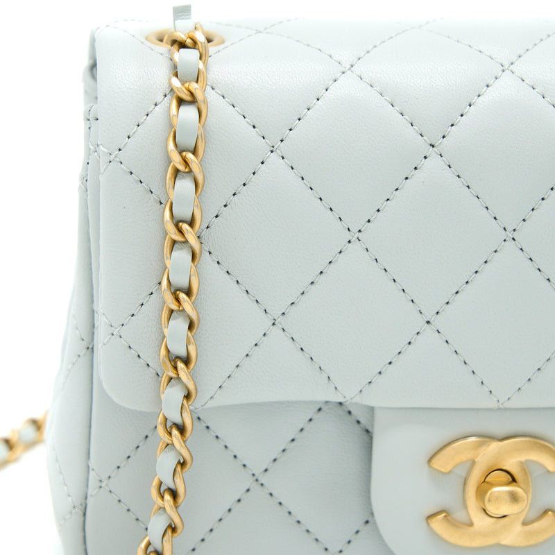 Chanel Pearl Crush Mini Rectangular Flap Bag Light Grey Lambskin Antique  Gold Hardware