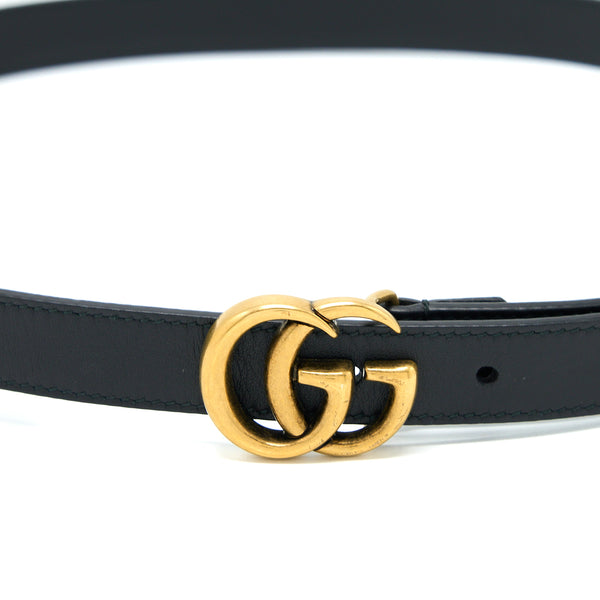 Gucci Size 85 GG 2cm Leather Belt Double G Buckle GHW