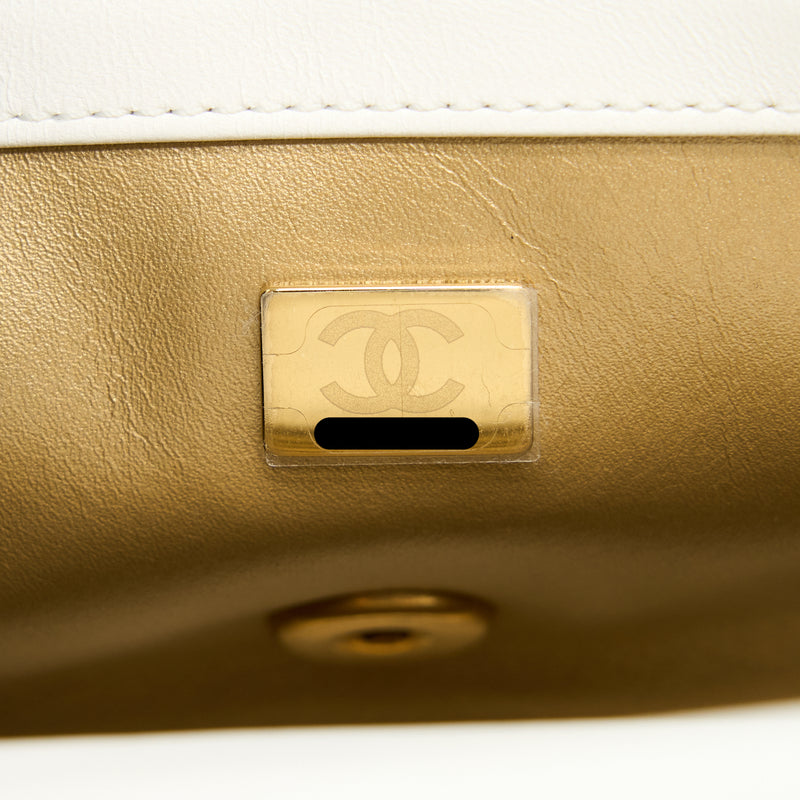 Chanel Pearl Crush Mini Rectangular Lambskin White GHW (Microchip)