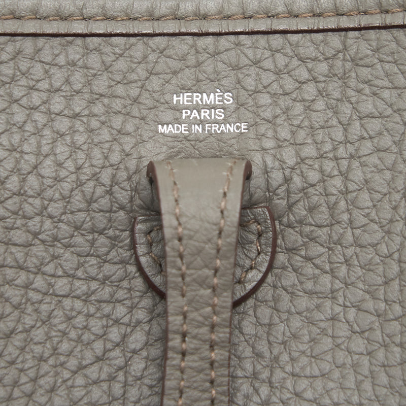 Hermes Mini Evelyne Gris Etain SHW Stamp P in Square