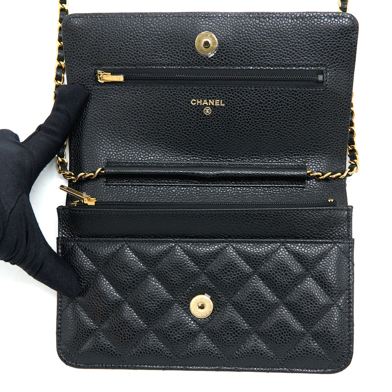 Chanel Classic Wallet On Chain Caviar Black GHW (Microchip)
