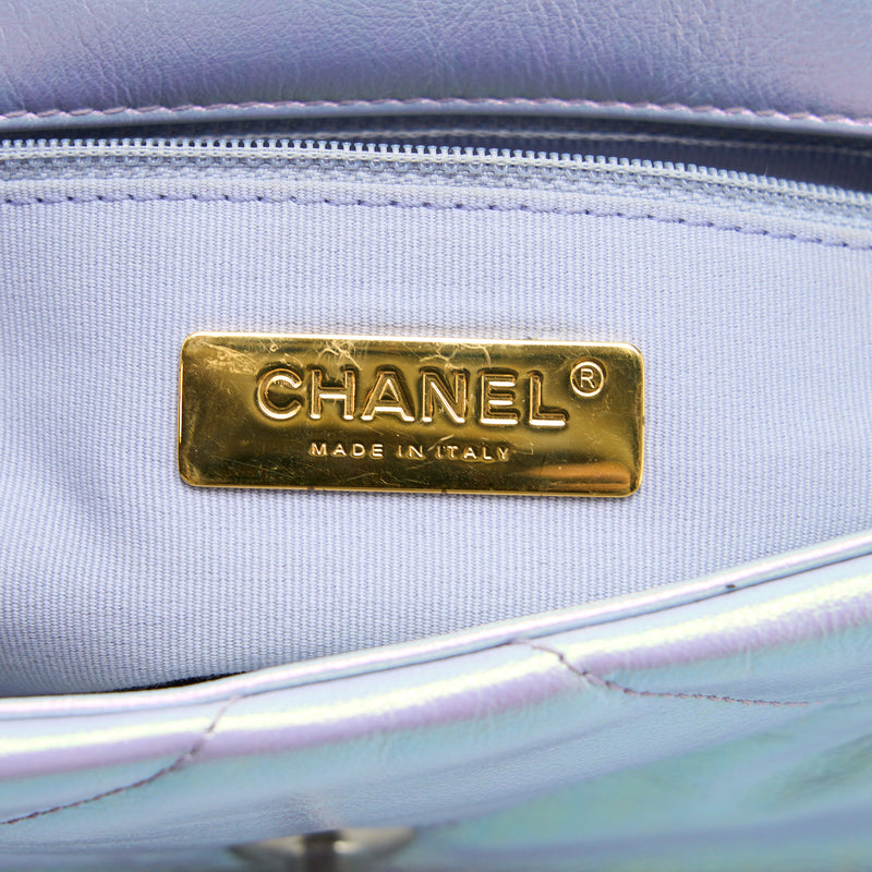 Chanel Small 19 Bag Goatskin Iridescent Purple Multicolour Hardware (Microchip)