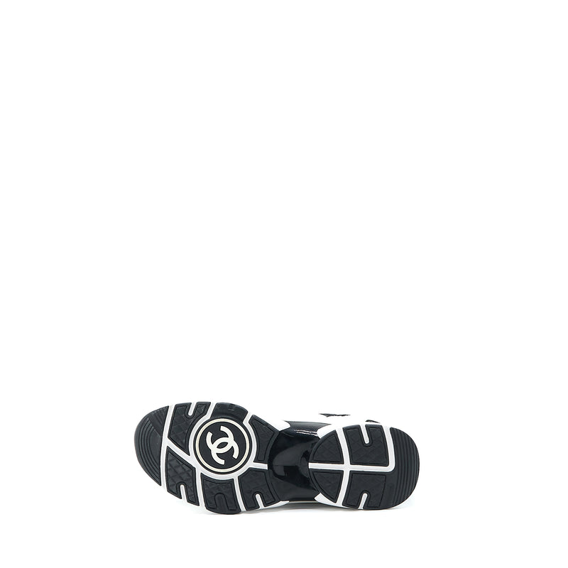 Chanel Size 38.5 22A Trainers Printed Suede Calfskin Black/White