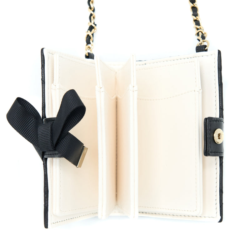 Chanel 22B Mini Book Card Holder With Chains Lambskin Black LGHW