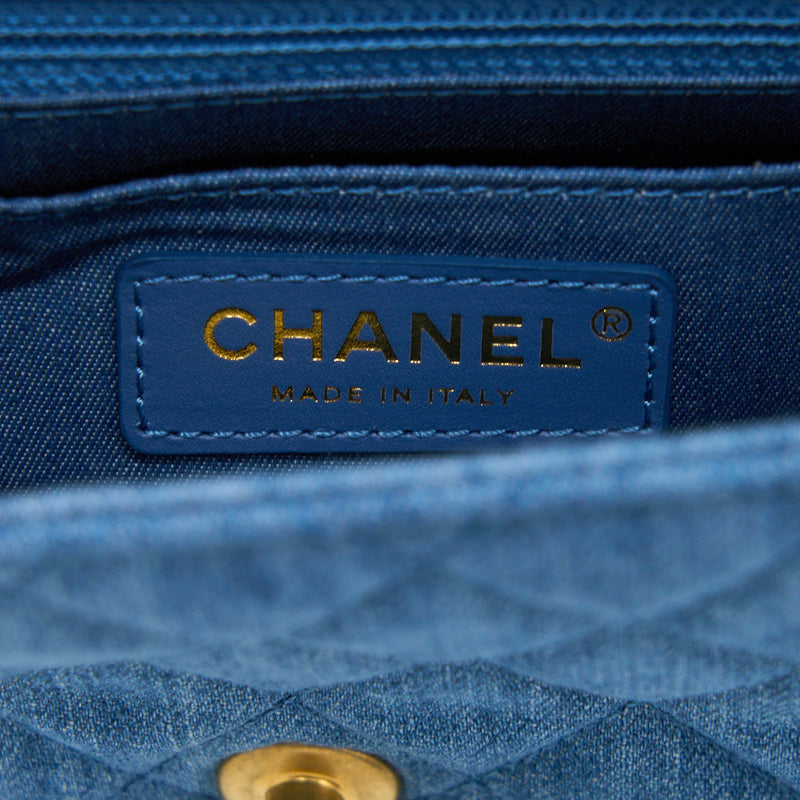 Chanel Pearl Crush Mini Square Flap Bag Denim GHW (Microchip)