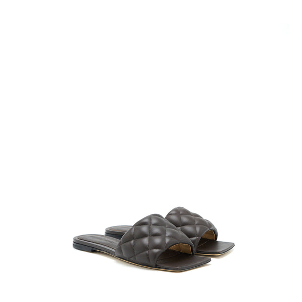 Bottega Veneta Size 36.5 Padded Sandals Leather Dark Brown