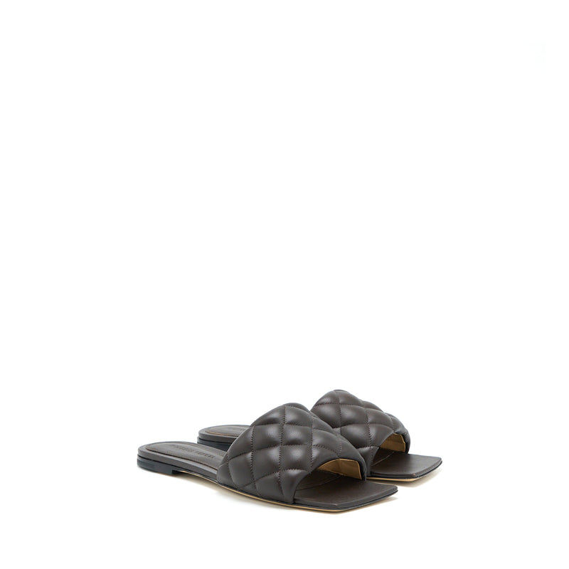 Bottega Veneta Size 36.5 Padded Sandals Leather Dark Brown