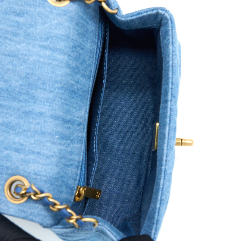 Chanel Pearl Crush Mini Square Flap Bag Denim GHW (Microchip)