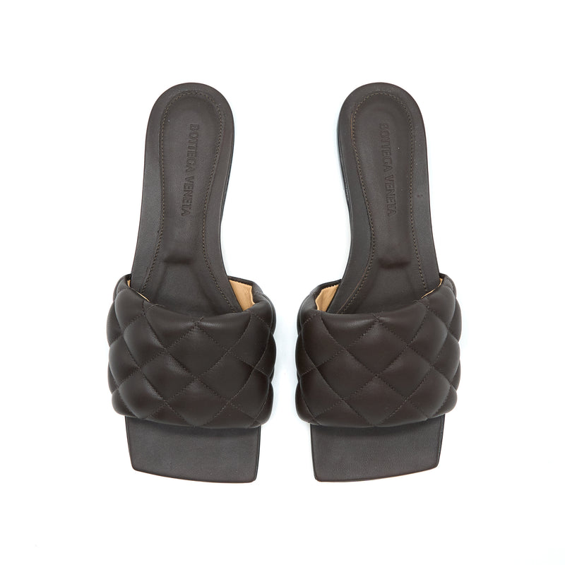 Bottega Veneta Size 36.5 Padded Sandals Leather Dark Brown