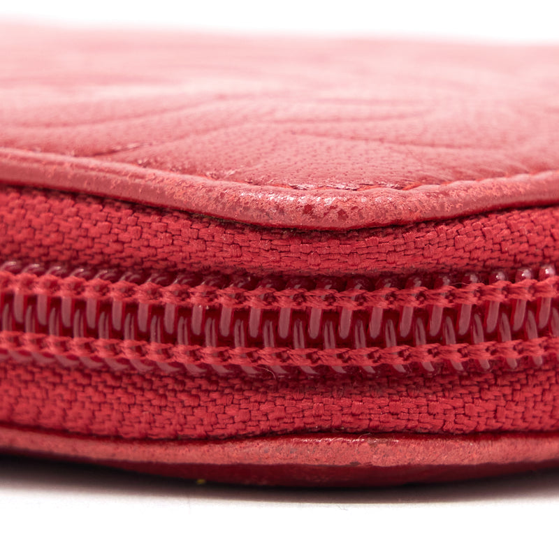 Chanel Camellia Long Wallet Lambskin Red SHW