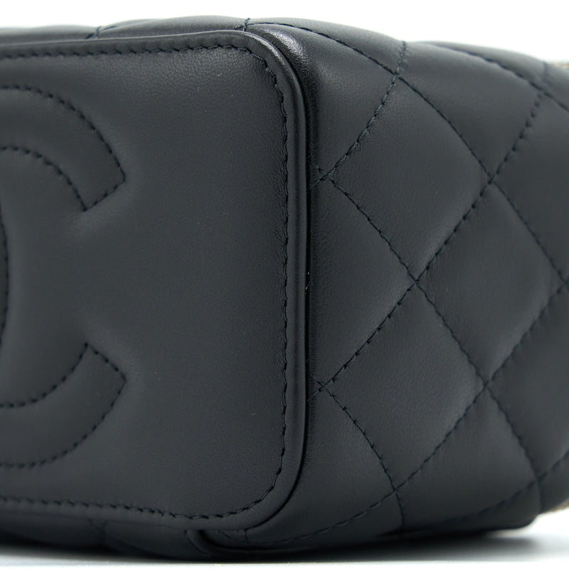 Chanel 22A Pearl Crush Long Vanity With Chain Lambskin Black GHW