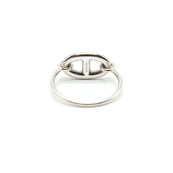 Hermes Size 51 Ronde Ring, Small Model, White Gold with diamonds