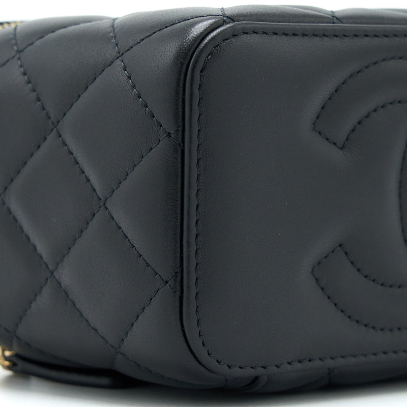 Chanel 22A Pearl Crush Long Vanity With Chain Lambskin Black GHW