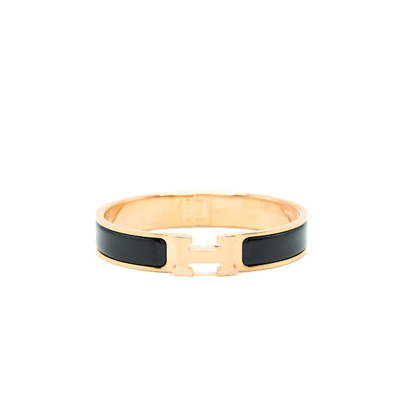 Hermes Size GM Click H Bracelet Black RGHW