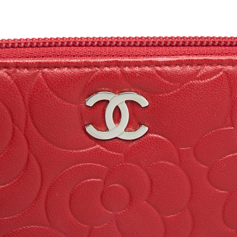 Chanel Camellia Long Wallet Lambskin Red SHW