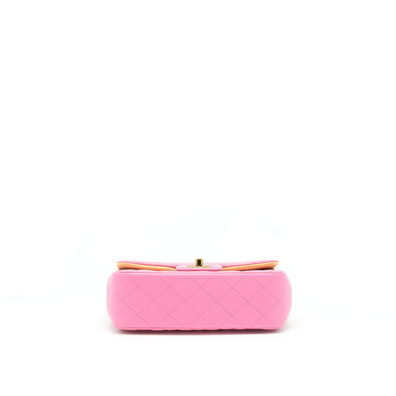 Chanel Mini Rectangular Flap Bag Lambskin Pink with Rainbow Hardware
