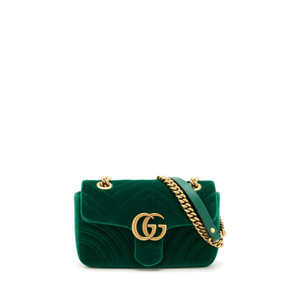 Gucci mini marmont Bag Velvet Green GHW