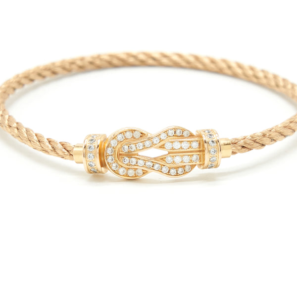 Fred Medium Chance Infinie Bracelet 18K Yellow Gold with Steel Cable Bracelet in Yellow Gold
