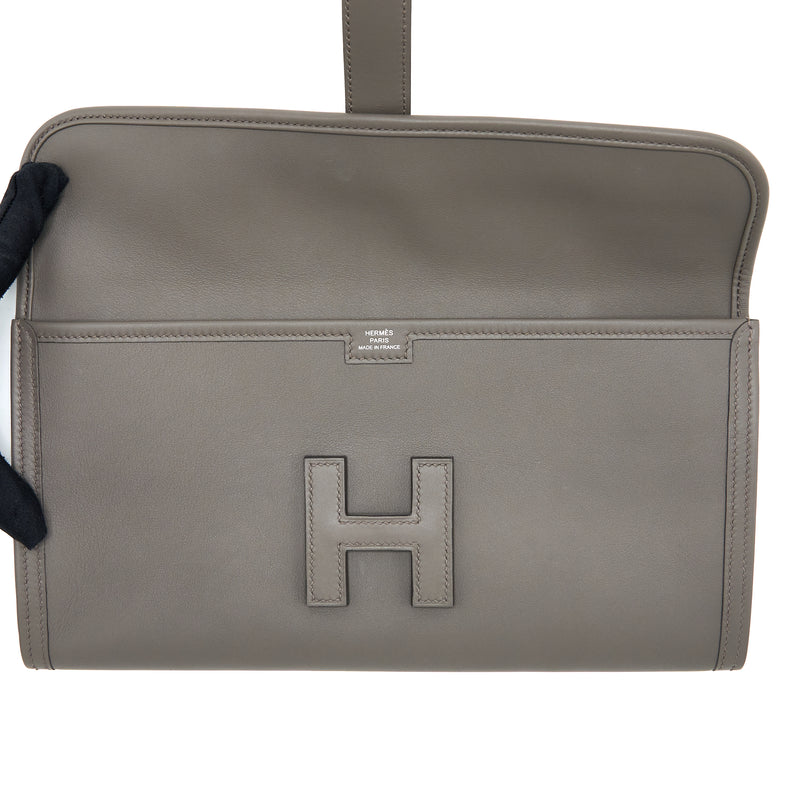 Hermes Jige Elan 29 Clutch Swift Gris Etain Stamp D