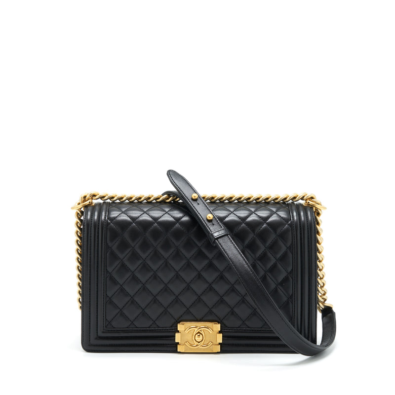 Túi Chanel Boy Medium màu đen da caviar khóa vàng best quality