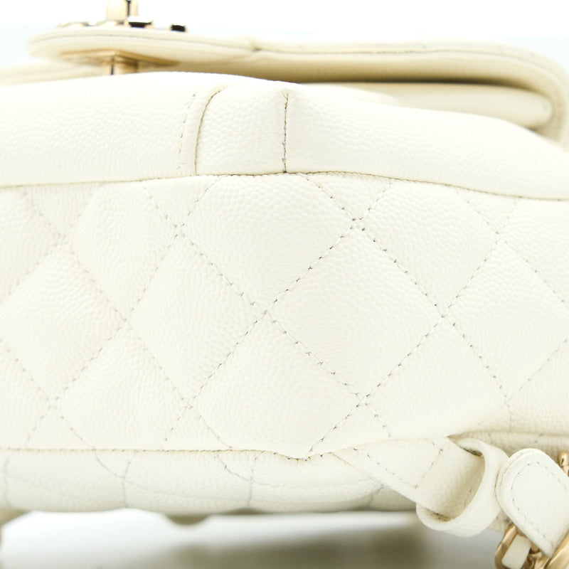 Chanel Quilted Mini CC Day Backpack Caviar White LGHW