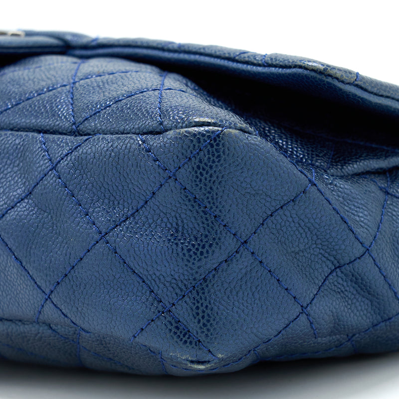 Chanel Seasonal Signal Flap Bag Caviar Blue Ruthenium Hardware