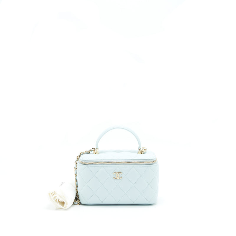 Chanel 21K Rectangular Top handle Vanity with Chain Baby Blue LGHW