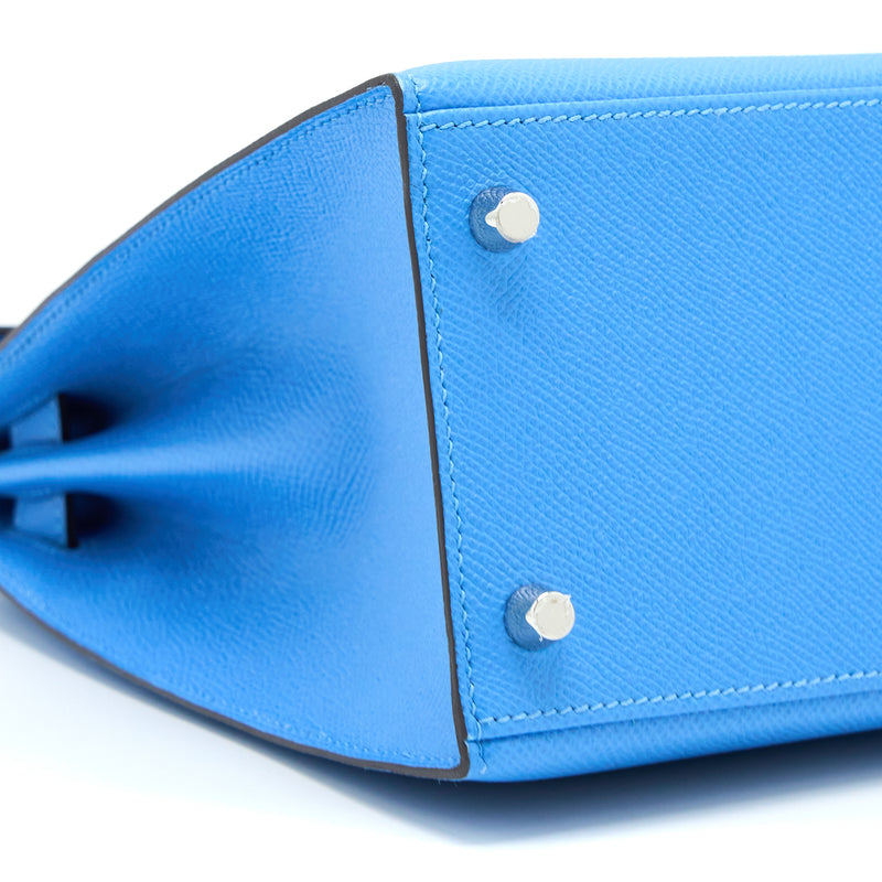 Hermes Kelly 28 Epsom 2T Blue Paradise SHW Stamp T