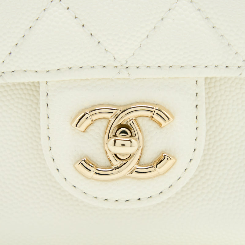Chanel Quilted Mini CC Day Backpack Caviar White LGHW