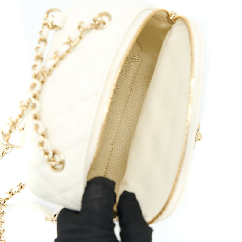 Chanel Quilted Mini CC Day Backpack Caviar White LGHW