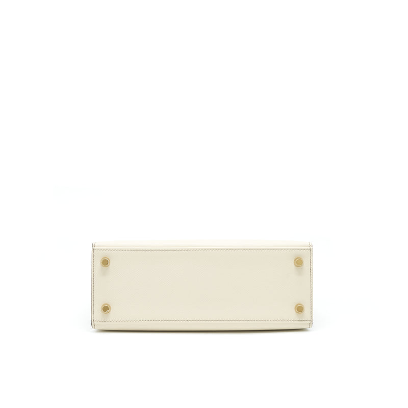 Hermes Kelly 25 Special Order Epsom Craie / Gris Asphalt Brushed GHW