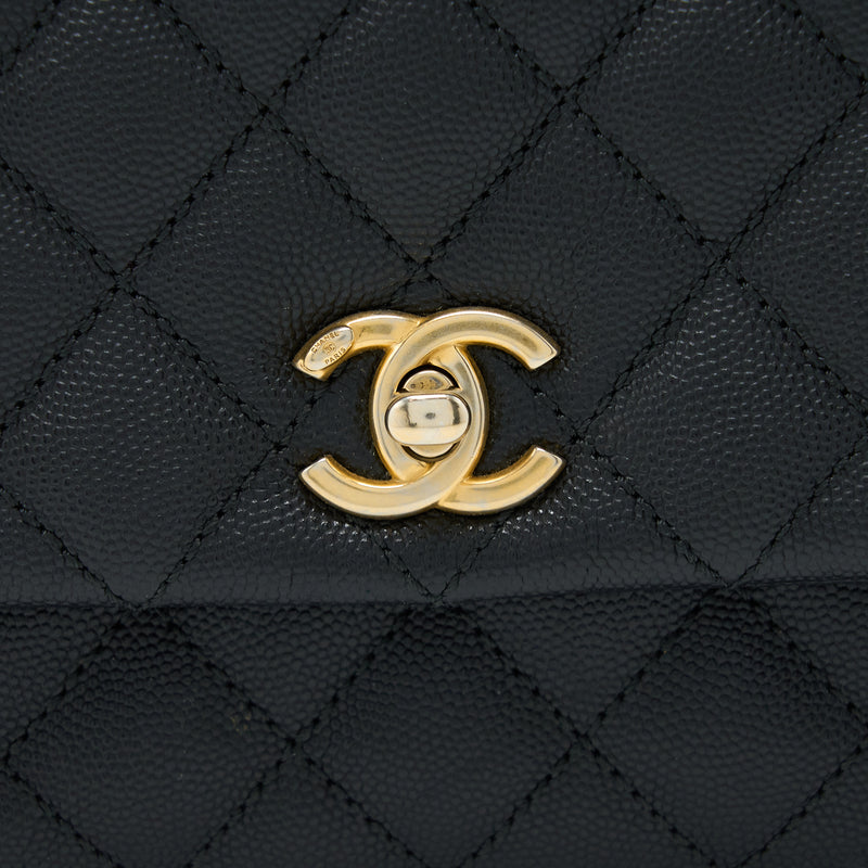 Chanel Small Coco Handle Caviar With Lizard Handle Black GHW