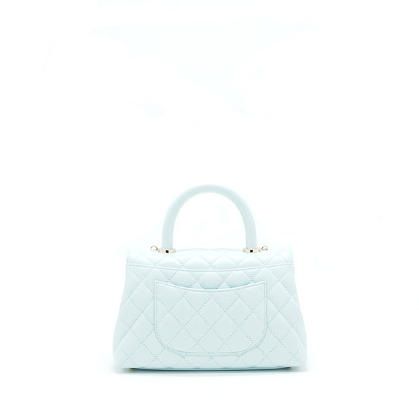 Chanel 21K Baby Blue Coco Handle Small (Old Mini) 24cm LGHW (microchip)