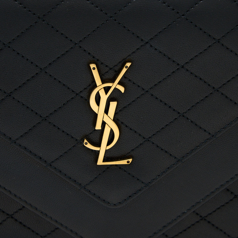 Saint Laurent/YSL Envelop Shoulder Bag Lambskin Black GHW