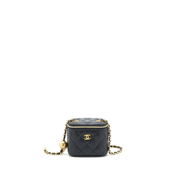 Chanel Pearl Crush Mini Vanity Case Lambskin Black GHW