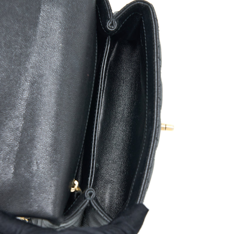 Chanel Small Coco Handle Caviar With Lizard Handle Black GHW