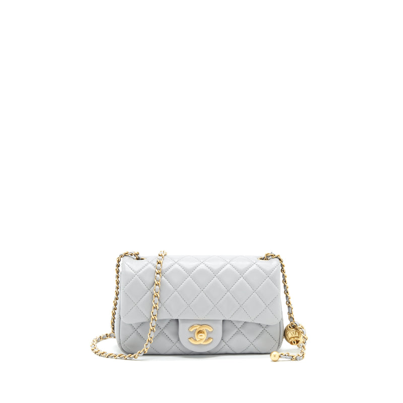 Chanel Grey Quilted Pearl Crush Mini Flap Bag