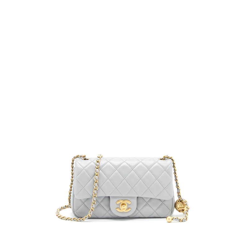 Chanel 21B pearl Crush Mini Rectangular Flap Bag Grey GHW