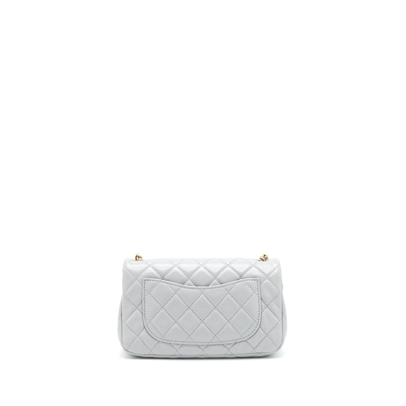 Chanel 21B pearl Crush Mini Rectangular Flap Bag Grey GHW