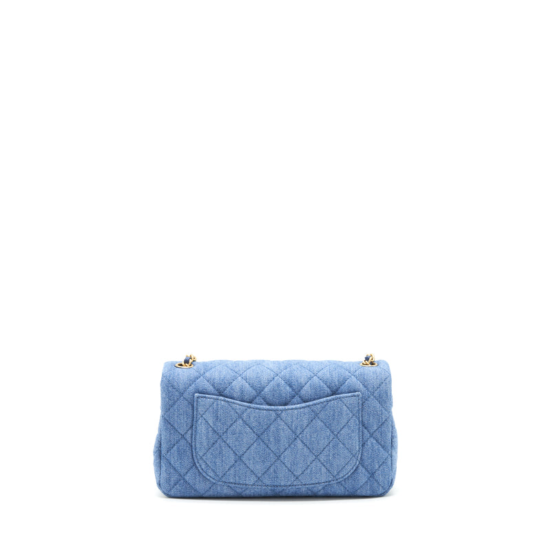 Chanel 21K Pearl Crush Mini Rectangular Flap Bag Denim GHW (Microchip)