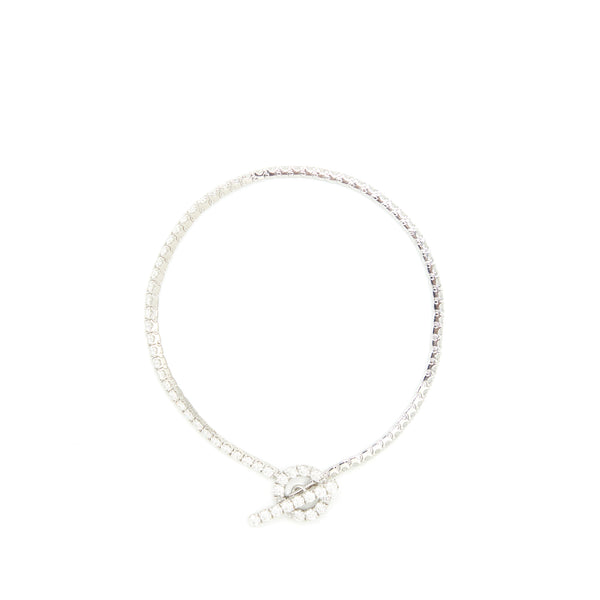Hermes Size ST 18K White Gold Dimond Finesse Link Bracelet
