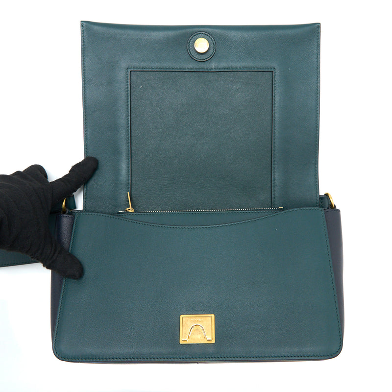 Celine Frame Bag Calfskin Navy/Dark Green GHW