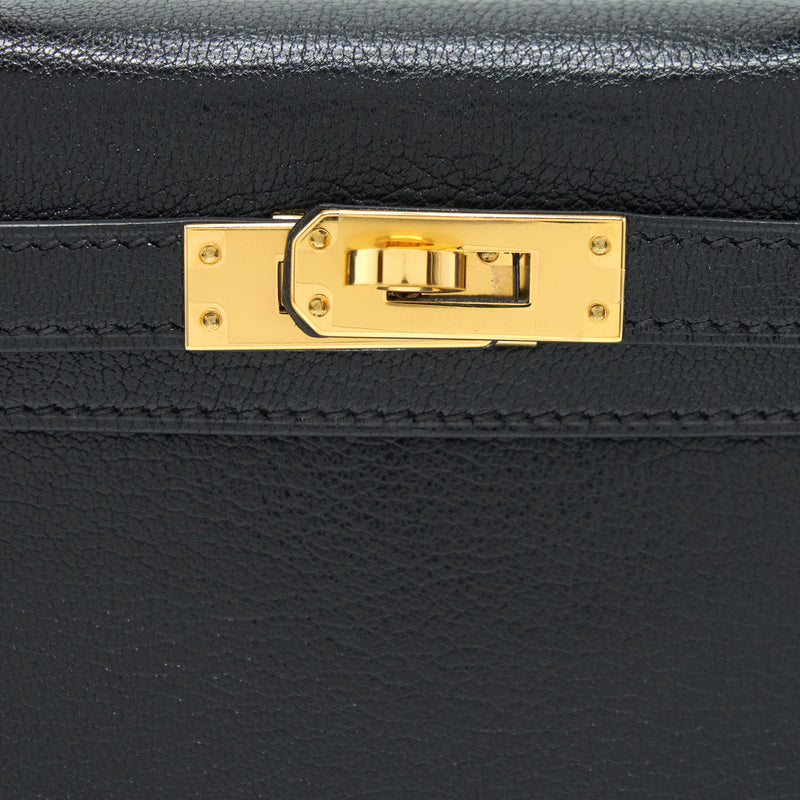 Hermes Mini Kelly 20cm Chèvre Chamkila Black GHW Stamp Y