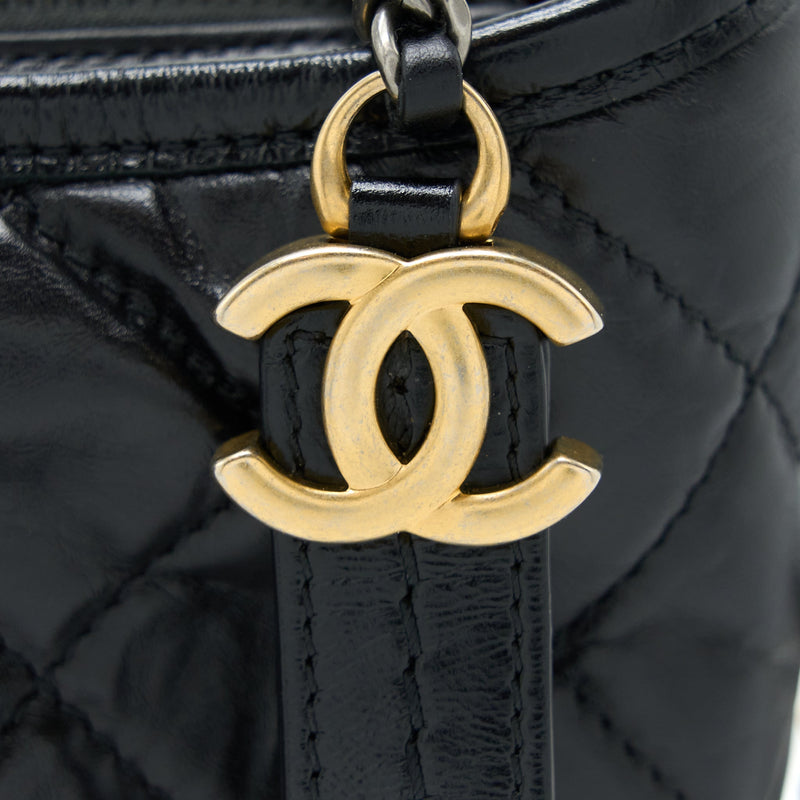 Chanel Small Gabrielle Hobo Bag Aged Calfskin Black Multicolour Hardware