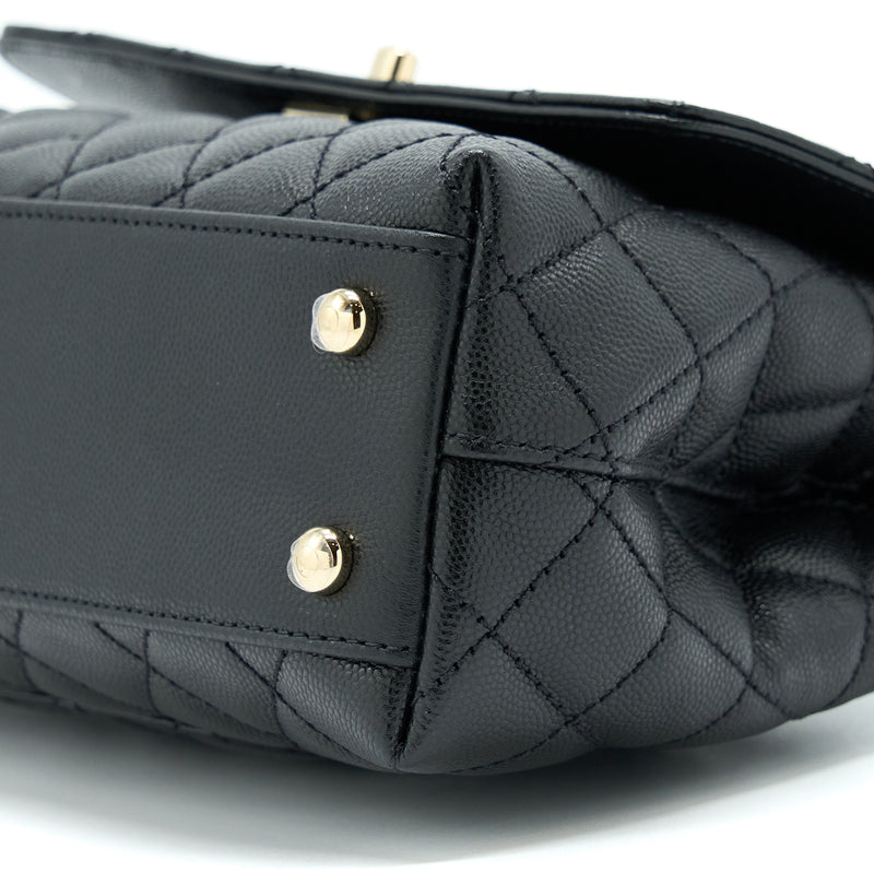 Chanel Small Coco Handle Caviar Black LGHW (Microchip).