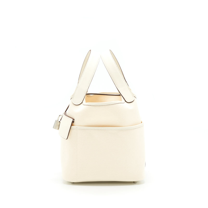 Hermes Picotin Cargo 18 Swift/Toile Canvas Ecru Nata SHW Stamp Z