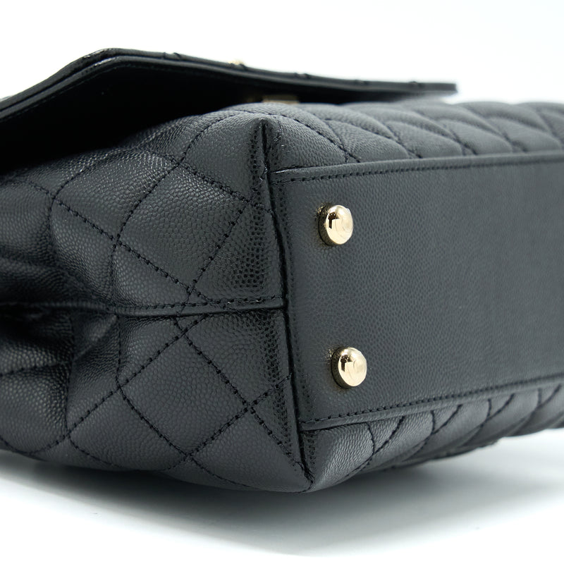Chanel Small Coco Handle Caviar Black LGHW (Microchip).
