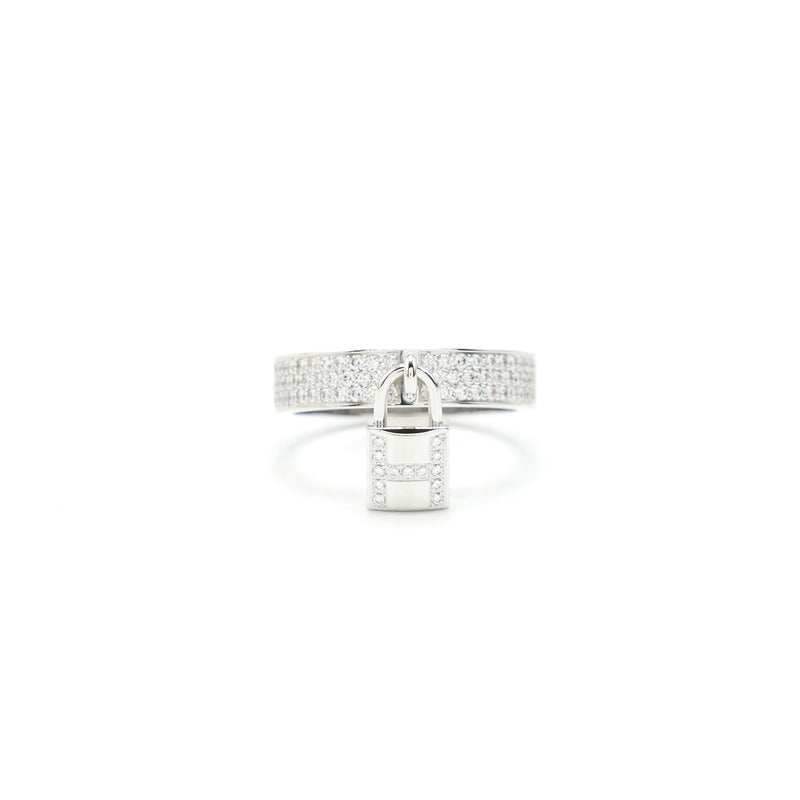 Hermes Size 53 Kelly Clochette Ring, Medium Model White Gold With Dimonds