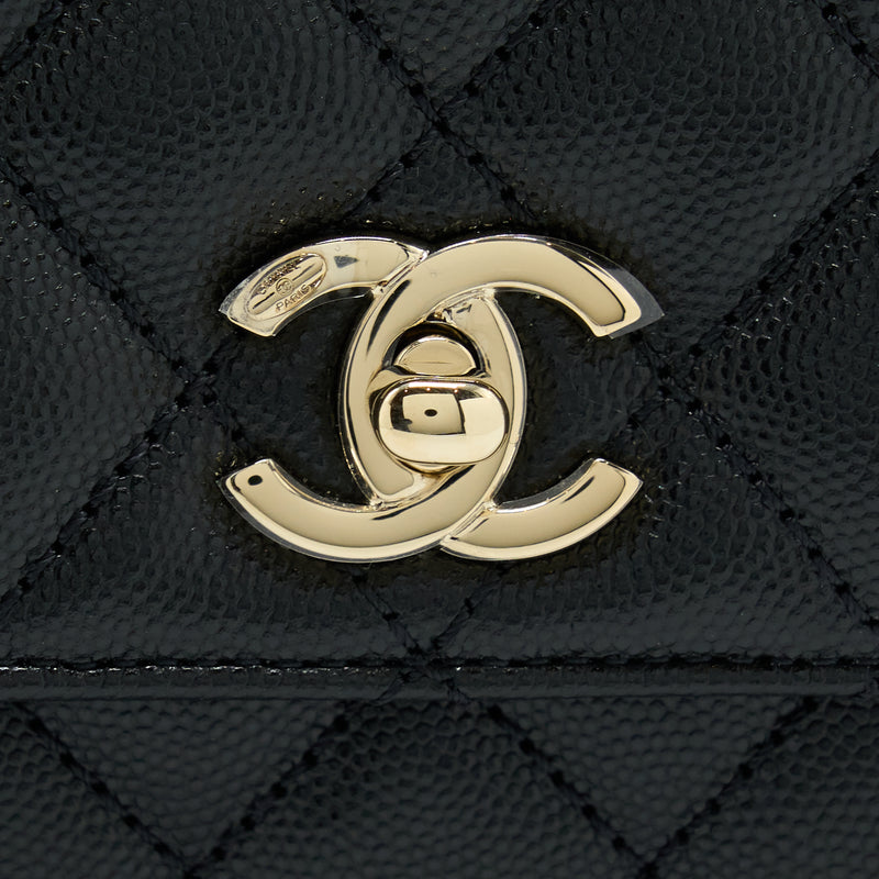 Chanel Small Coco Handle Caviar Black LGHW (Microchip).